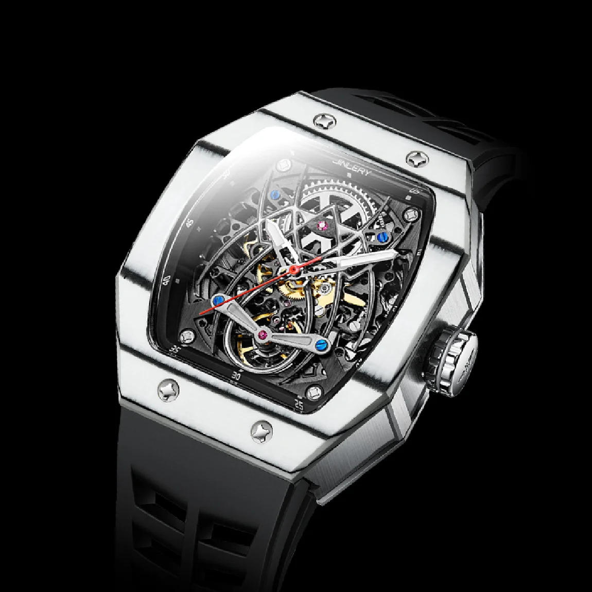 

JINLERY Automatic Watches Richard Spider Luminous Edition Mechanical Watch for Men Luxury Rubber Strap 2022 New ��ѧ�� �ާ�ا�ܧڧ�