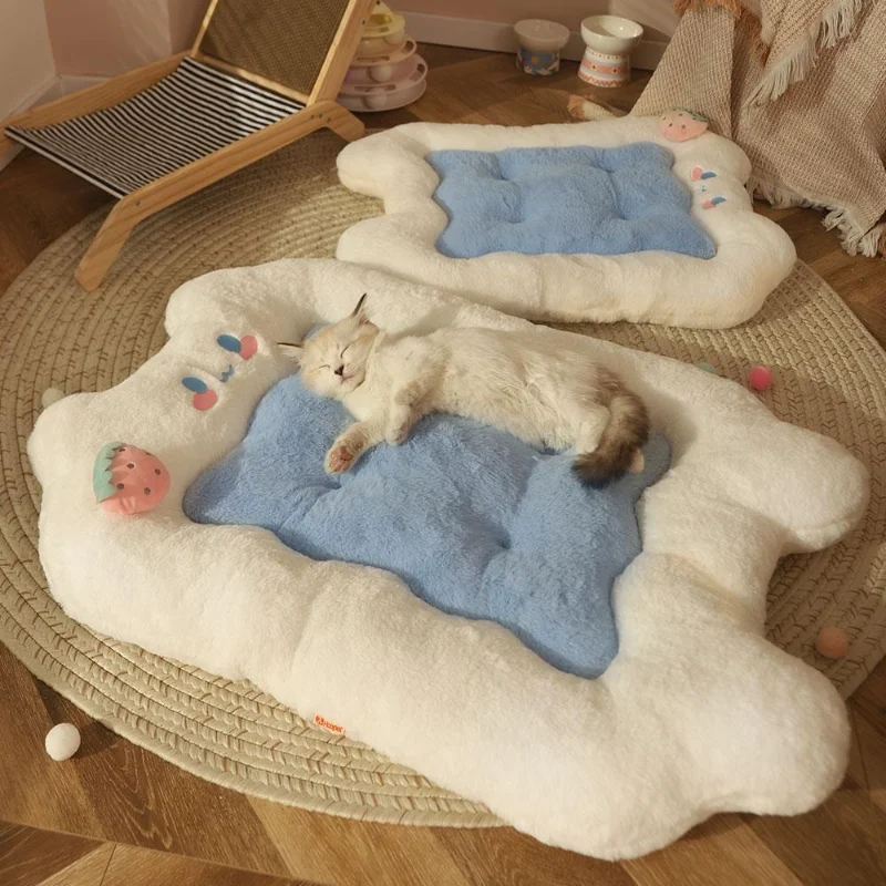 

[Flash Deal] коврик для домашних животных, тканевый теплый лежак для кошек, Лежанка для кошек с ковриком, клетка на платформе для кошек, мелких и с...