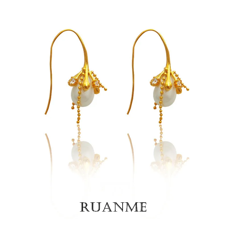 

European and American Fashion Exaggerated Retro Metal Copper Irregular Pearl Flowers Earrings Women Jewelry Gifts