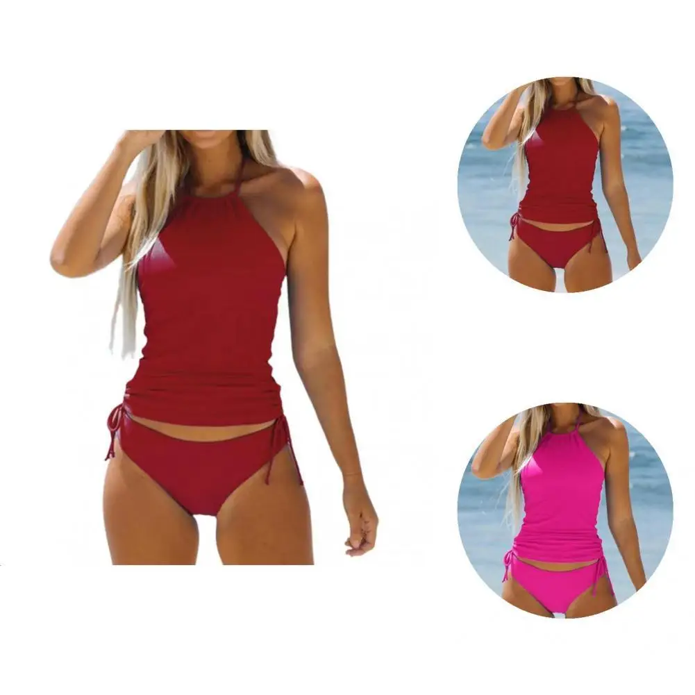 

Summer 2Pcs/Set Simple High Stretch Slim Swimwear Female Bathing Suit Off Shoulder for Spa