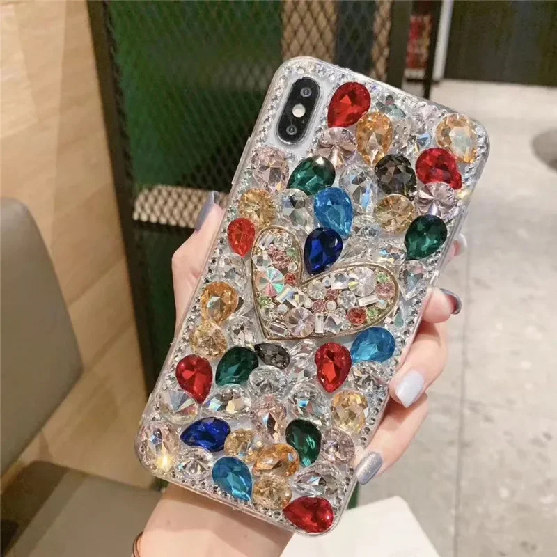 Чехлы для телефонов со стразами Iphone 15 Pro 14 13 12 11Pro Max XS XR X Funda Clear Diamond Phone Back Coque 6 7 8 Plus