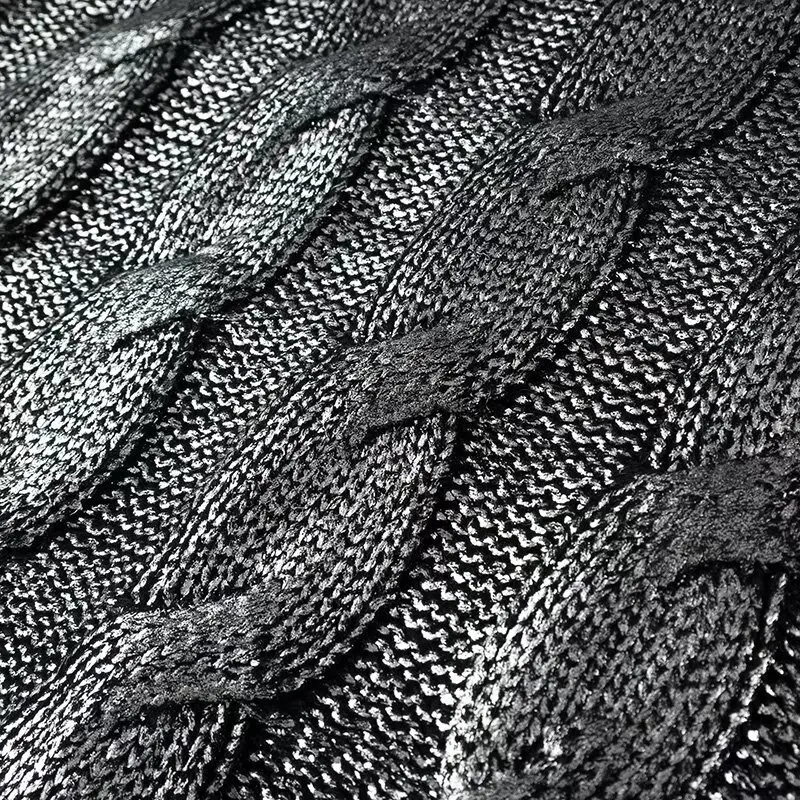 2024 свитер из серебристой фольги женские вязаные свитера с металлическим блеском