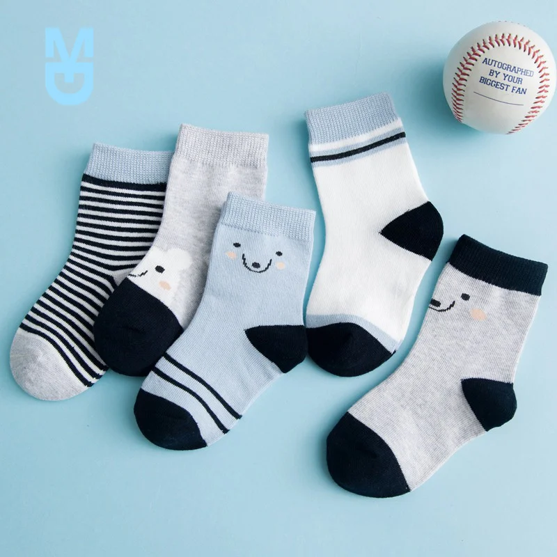 

New 5 Pairs/Lot Autumn Winter Baby Socks Boy Girl Stripe Cartoon Cotton Infant Socks Children's Cute Kids Socks For Baby Boys Gi