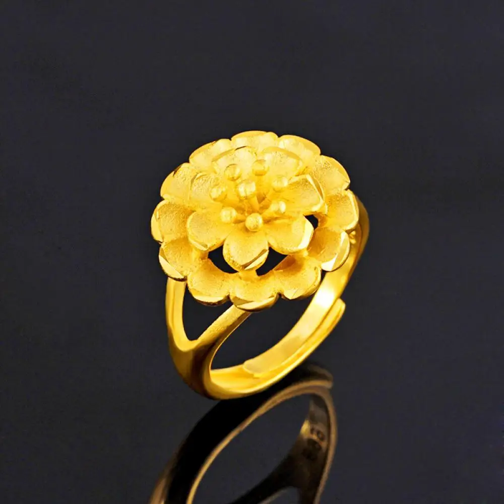 

HOYON New All-Match Rose Flower Ring Opening Adjustable Gold-Plated Jewelry Ring for Woman