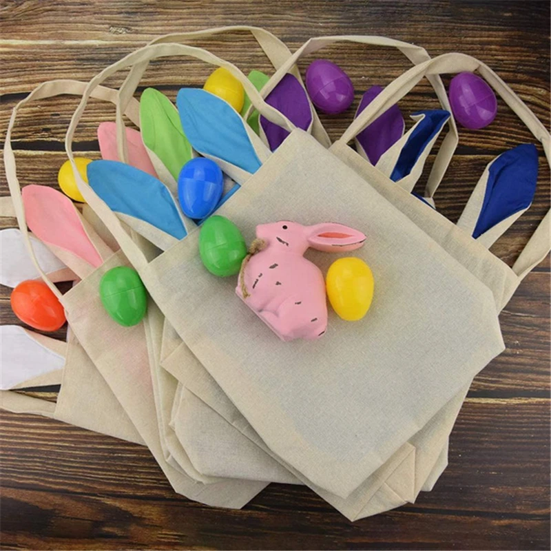 

Easter Bunny Bag Ears Bags Cotton Material Burlap Celebration Gifts Easter Handbag Christmas Birthday Halloween Party
