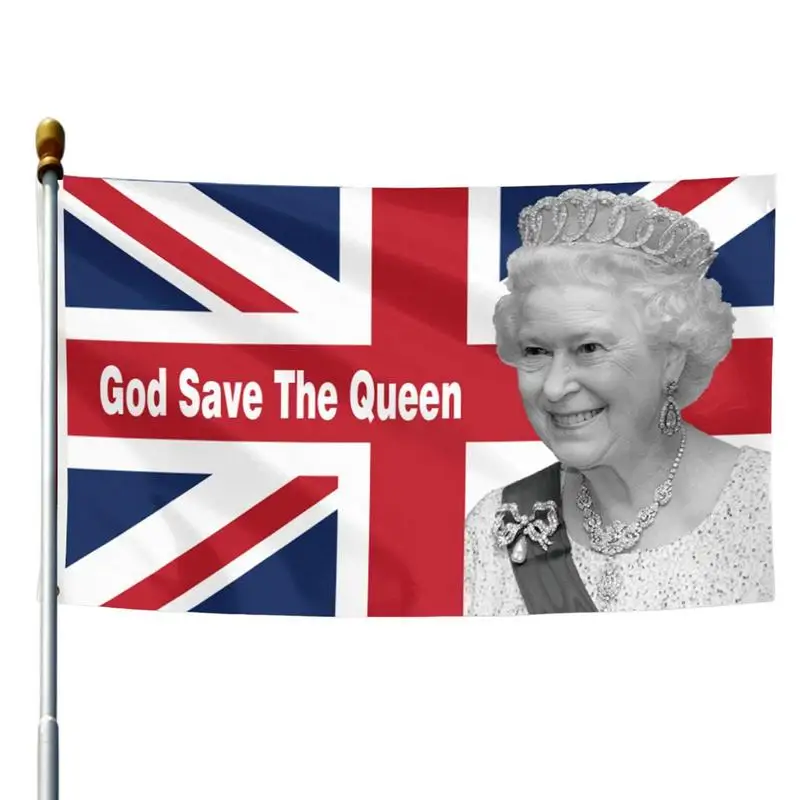 

Queen Memorial Service Flag 3x5 Feet God Save The Queen Black And White Flag Union Jack United Kingdom Queen Garden Flag