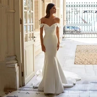 satin mermaid wedding dress hy049 backless 2022 for women v neck floor length slim elegant gowns vestidos de novia %d9%81%d8%b3%d8%aa%d8%a7%d9%86