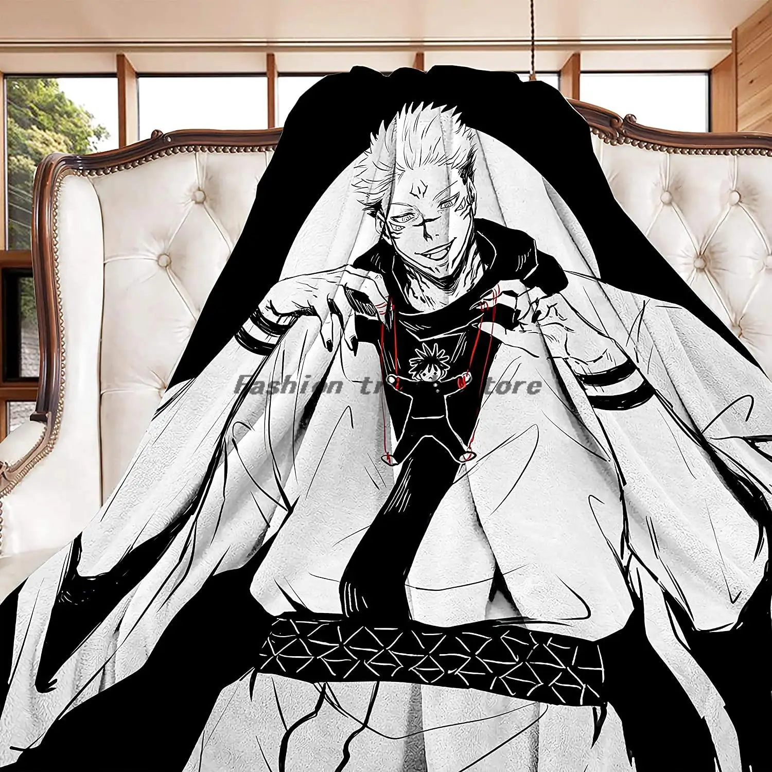 

Jujutsu Kaisen Flannel Throw Blanket Lightweight Comfy Fluffy Warm Cozy Plush Cover Soft Queen Bed Twin Sofa Office