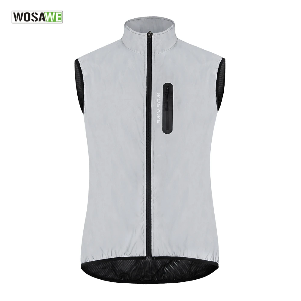 

2022 WOSAWE Men Cycling Full Reflective Vest Windbreaker Waterproof Jacket Spring Autumn Windproof Bike Bicycle Vest Night