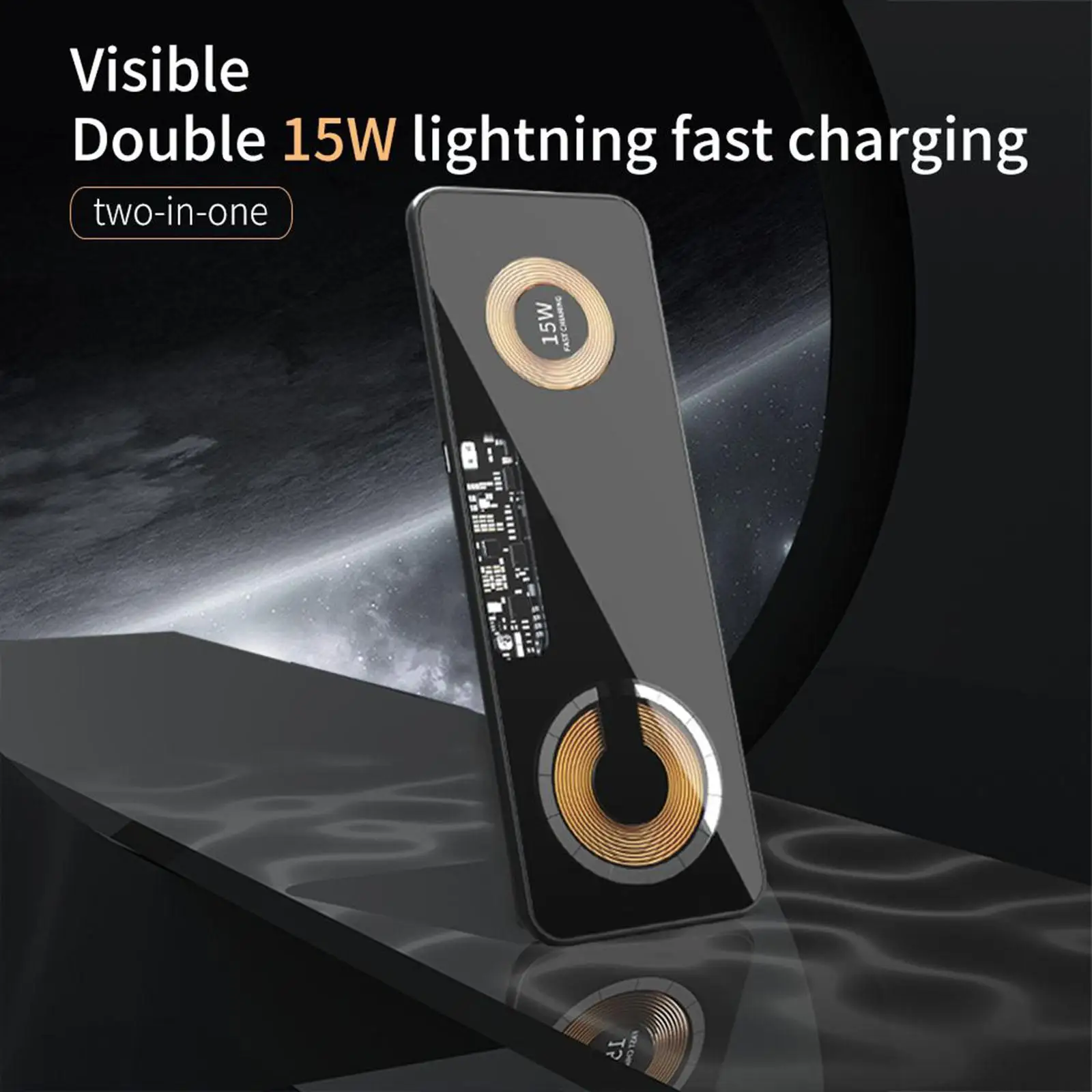 

Dual 15W Wireless Charger Stand Fits Mobile Phone Earphones Simultaneous
