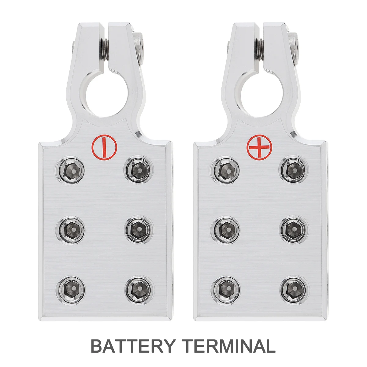 

6 x1/ 0 Gauge AWG Lead-Acid Battery Terminals Clamp - Positive and Negative (+/-) (Pair) for Tapered Top Post for Car / Trucks