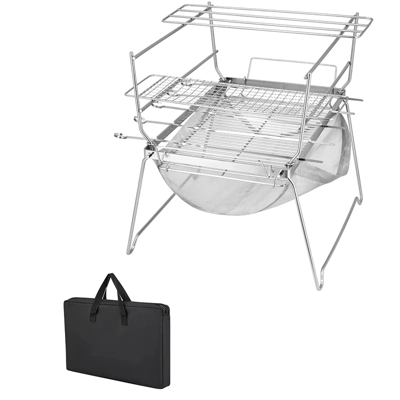 

Folding Campfire Grill Grate Over Fire Pit Multifunctional Camping Portable Fire Grate 304 Stainless Steel Cooking Grate