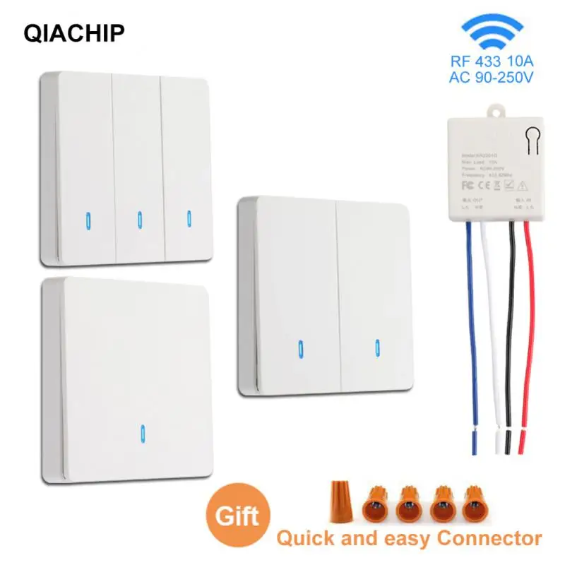 

Wireless Smart Switch Light RF 433Mhz Wall Panel Switch Breaker With Remote Control Mini Relay Receiver 220V Led Light Lamp Fan