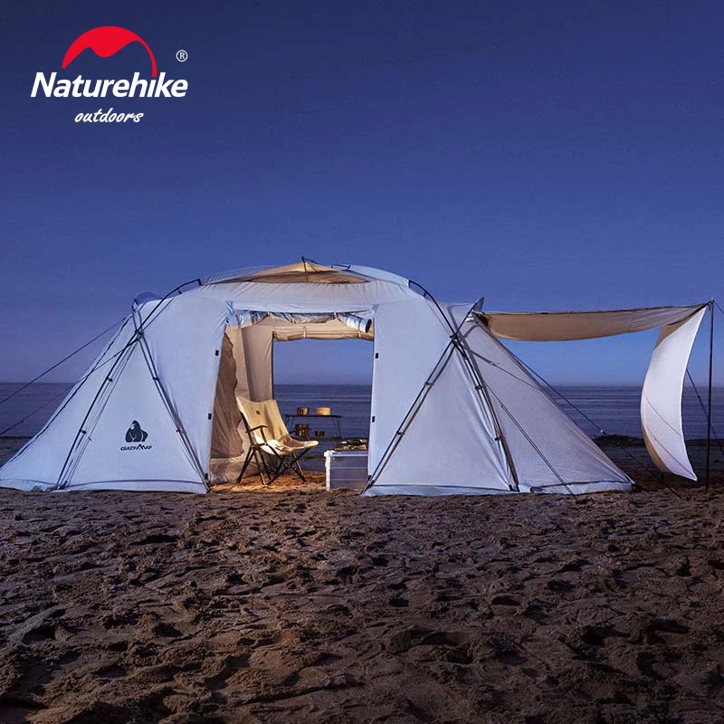 

Naturehike Camping Tent Large Area 4-5 Person Tunnel Tent Outdoor Travel Waterproof Family Tent Projection Screen Awning Tent