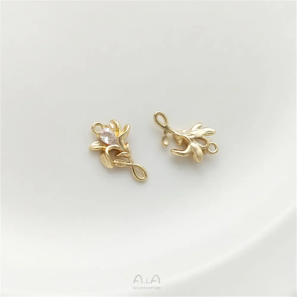 14K упаковка золотого цвета сохраняющий циркон маленькая ромашка тюльпан роза