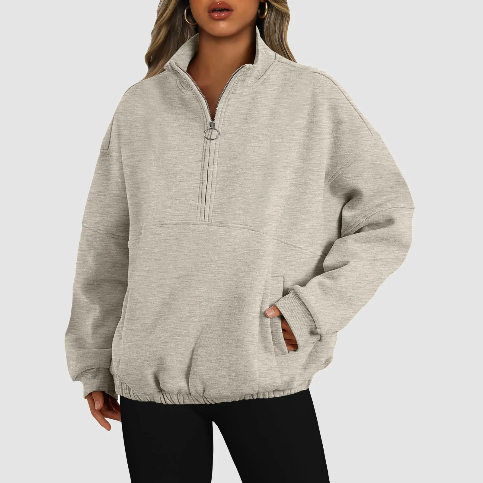 

Half Zip Up Pullover Sweatshirt Women 2023 Oversized Harajuku Clothes Teen Girls Fall Sweatshirt Streetwear Oversized Loose tops