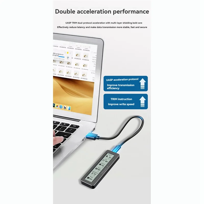 Фото Shuole M. 2 NVME/NGFF Корпус SSD с двумя протоколами и экраном дисплея Интеллектуальное цифровое обнаружение здоровья Type-C 3,2 10 Гбит/с-N35 №4