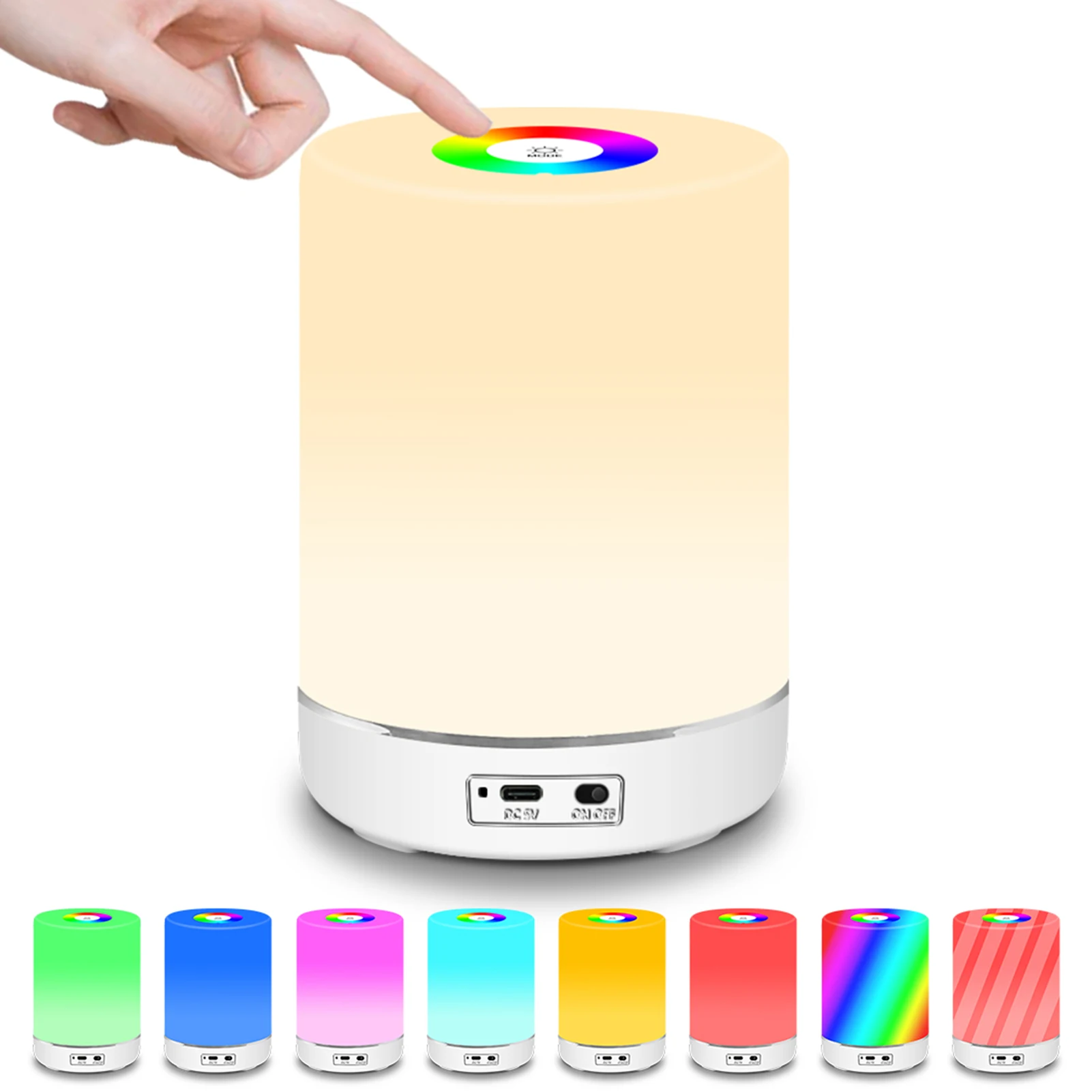 

Ночник с сенсорным управлением, приглушаемая цветная атмосферная лампа, мягсветильник светильник, прикроватная лампа с USB-зарядкой