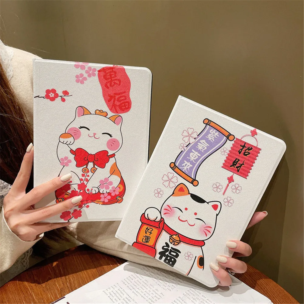 

Чехол для планшета с японским котом Lucky Cat, защитный чехол для iPad Air 5 10,9 дюйма 2022 iPad Air 5-го поколения, мягкая задняя крышка