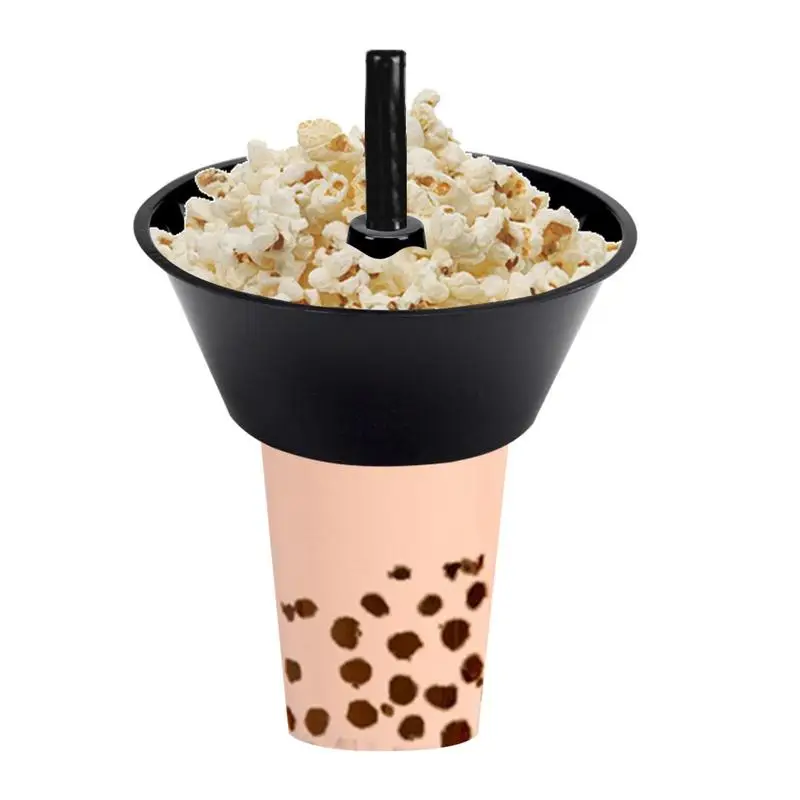 

2 In 1 Stadium Tumbler With Snack Bowl Drink Cup Combo Leakproof Portable Stadium For On-The-Go Park Movie Theater Splash-Proof