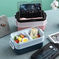 1100ml healthy material plastic lunch box 2 layer food storage container bento boxes dinnerware food storage container lunchbox