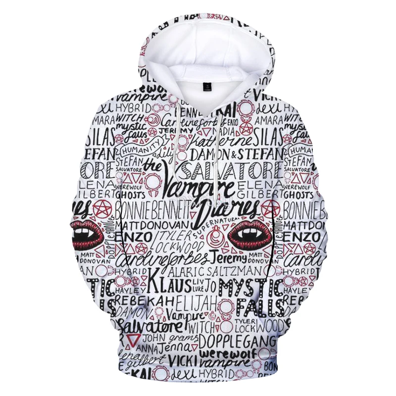 

3D Printed Vampire Diaries TV Series Hoodies Men Women Sweatshirts Streetwear Loose Fashion Boys Girls Hoody Women Clothing