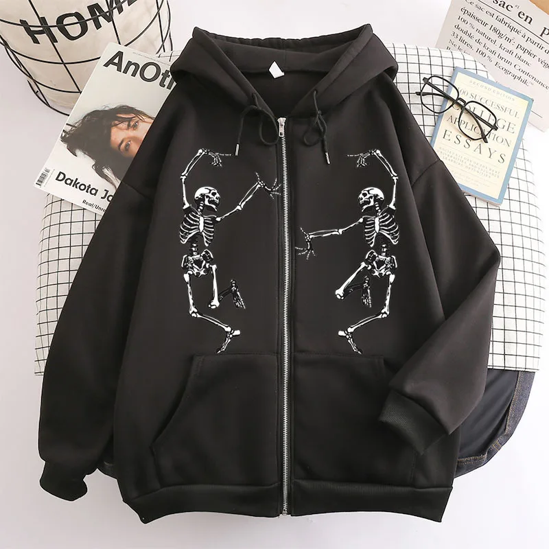 

2022 New Dancing Skeleton Sweater Halloween Harajuku Street Trend Teen Hooded Sweater Men's and Women's Jacket Tops