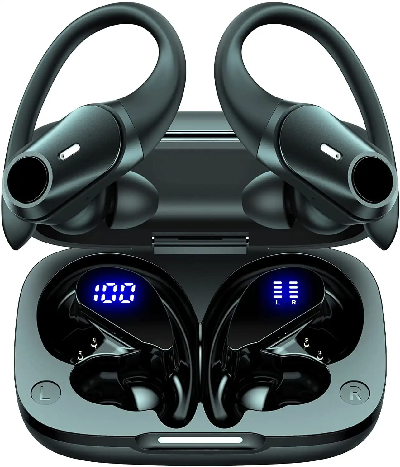 

Bluetooth Headphones Wireless Earbuds with Wireless Charging Case & Dual LED Battery Display 36Hrs Playback Over-Ear Waterproof