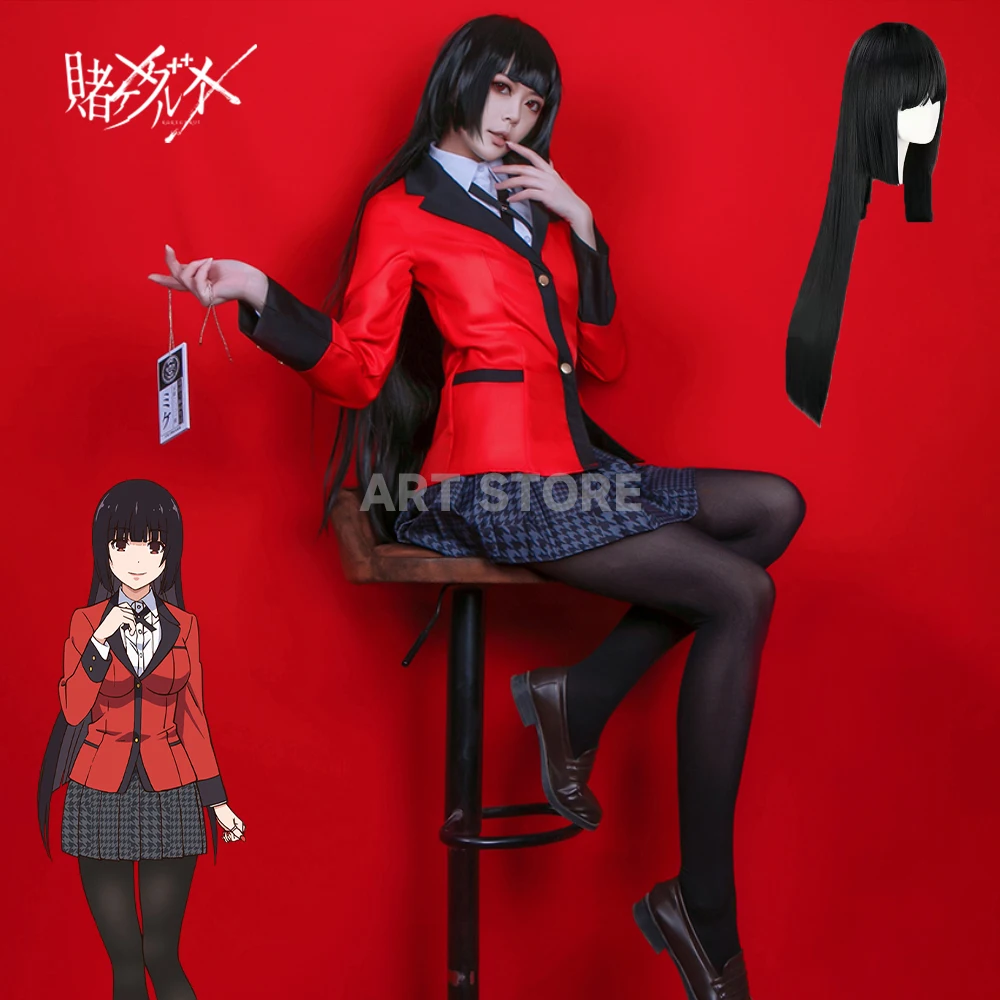 

Anime Kakegurui Yumeko Jabami Momobami Kirari Meari Saotome Yumemite Yumemi Cosplay Costume Suits Skirt Halloween Carnival Wig