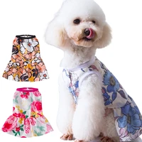 cute flower print summer pet dog dress for small dogs cats sleeveless princess dress puppy clothes chihuahua vest poodle outfits