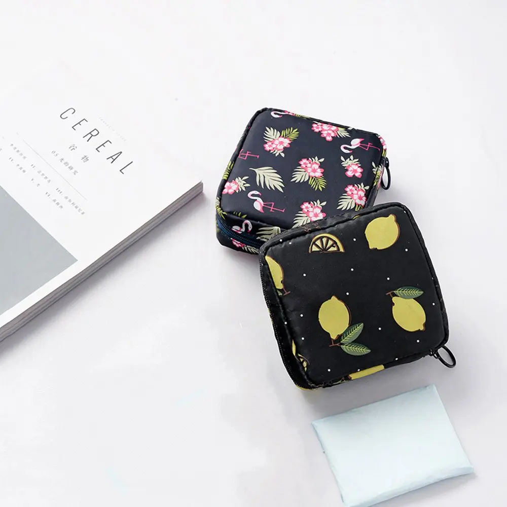 1 Pcs Cute Sanitary Napkin Storage Bag Small Floral Lemon Waterproof Cosmetic Lipstick Coin Purse Travel Accessories Tools | Багаж и сумки