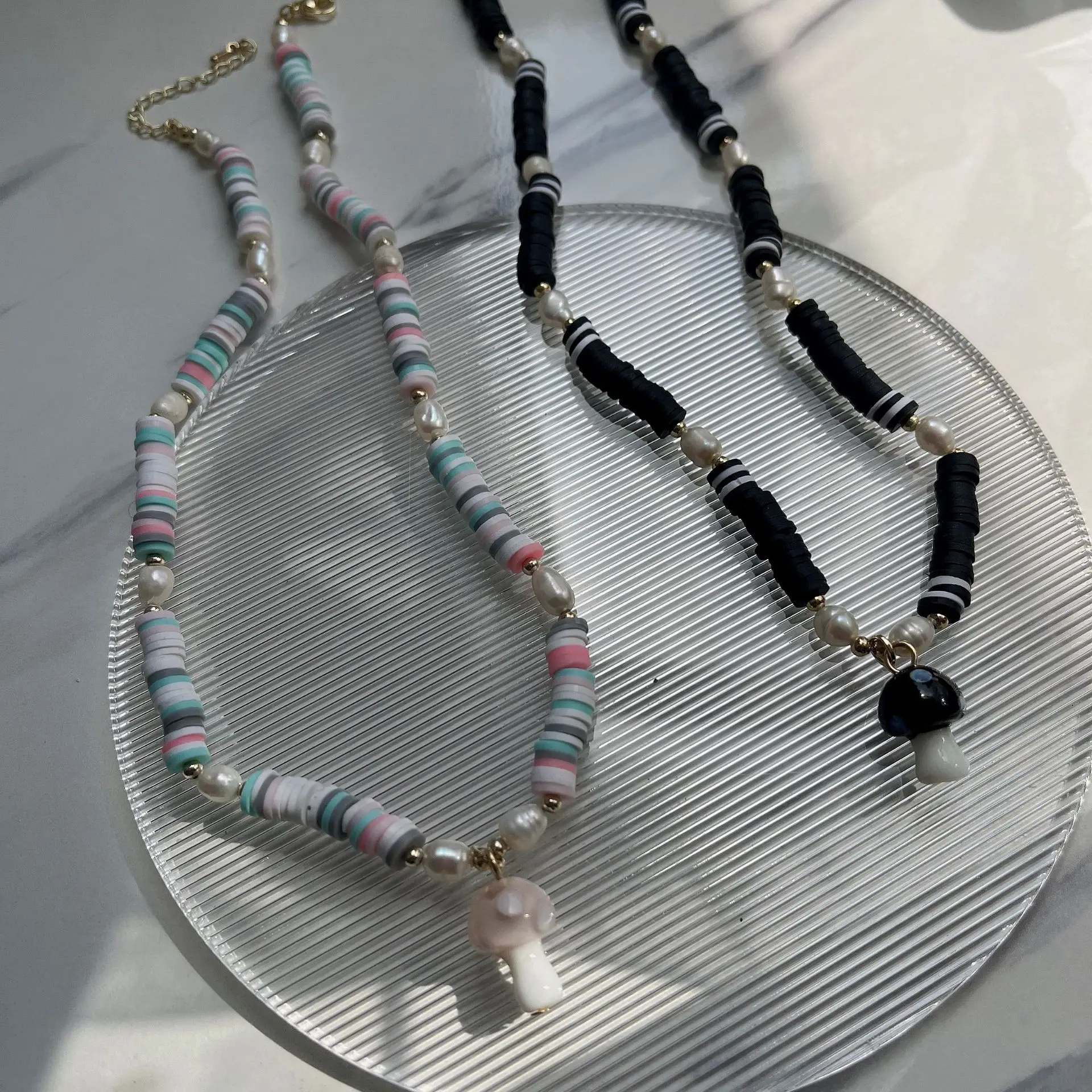 

Small Pendant Beaded Chain Necklace for Women Retro Casual Fashion Choker Korean Accessories