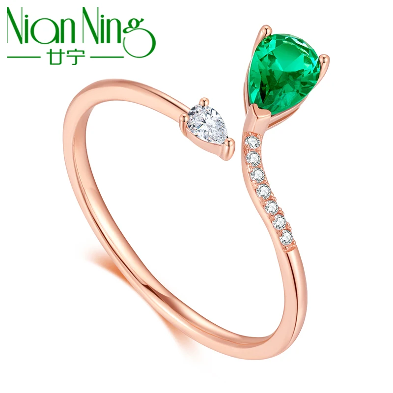 

Кольца NianNing из настоящего золота 9 карат для женщин, новинка 2022, модные кольца с бриллиантами из розового золота AU375, ювелирные изделия из дра...