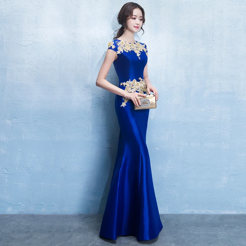 Женское платье с круглым вырезом Элегантное Длинное в восточном стиле Ципао