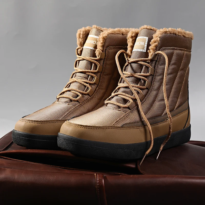 Unisex Winter Boots Warm Anti-skid Snow Boots Women Waterproof Outdoor Ankle Fur Hiking Shoes Lady Lace Up Sneakers