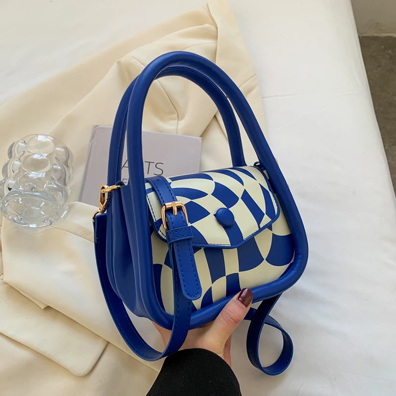

Geometric Print Mini PU Leather Crossbody Bags for Women 2022 Fashion Summer Shoulder Handbags Ladies Luxury Brand Kawaii Totes