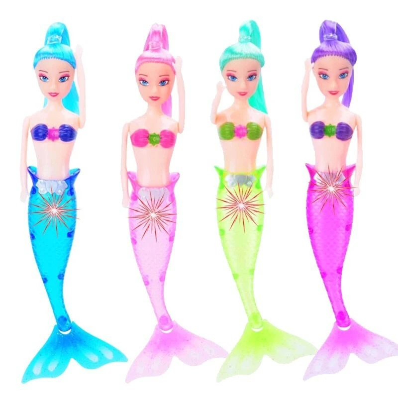 

7'' Mermaids Doll Toys Toddler Bathtub Toys Creative LED Light Designs Children Toy Gift for Kids Girls 3 Year Olds +