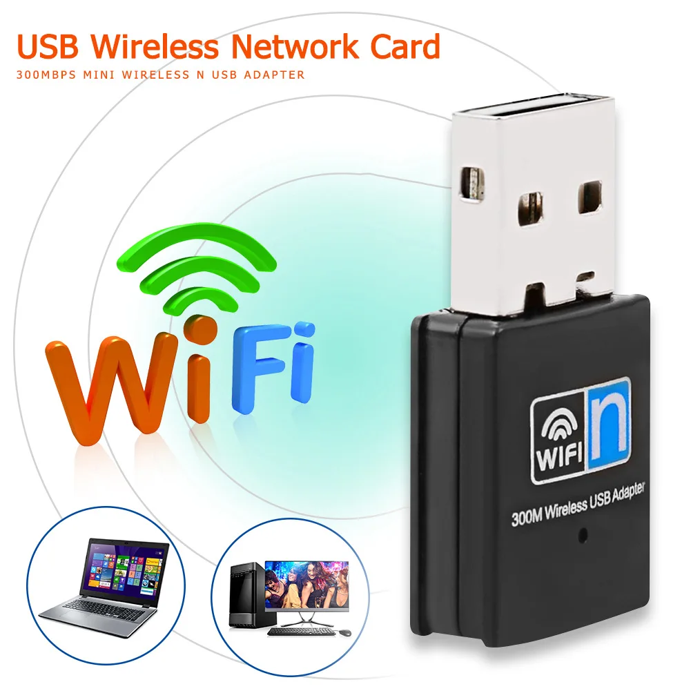 Mini USB Wifi Adapter 300Mbps USB2.0 WiFi Dongle 802.11b/g/n Antenna Wireless Receiver Dongle Network Lan Card for Laptop PC