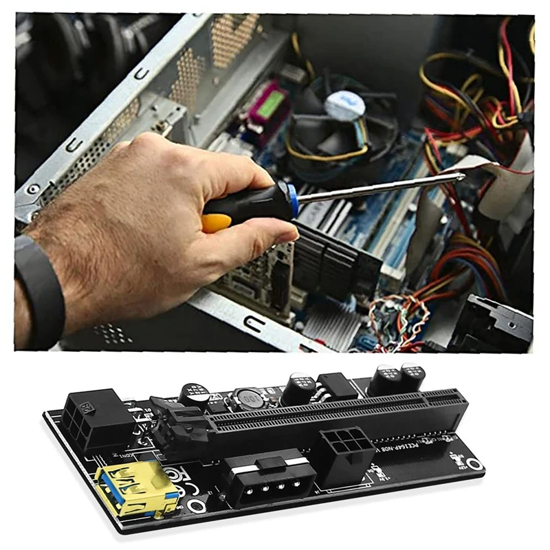 Новая версия 009S Plus PCI-E 1X до 16X USB3.0 60 см SATA3.0 графическая карта с синей вспышкой для