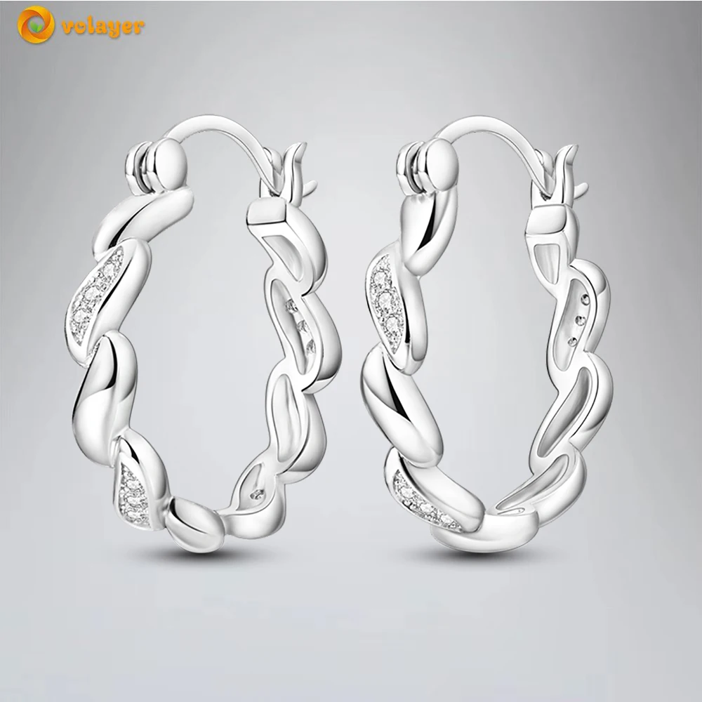 

Volayer 925 Sterling Silver Earrings Sparkling Twisted Rope Earrings for Women Female Fashion Jewelry Gift Free Shipping