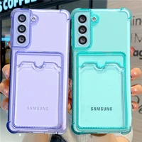 card bag wallet clear phone case for samsung galaxy a52 a72 a42 a32 5g s21 ultra s20 s20fe s10 note 20 soft corners bumper cover