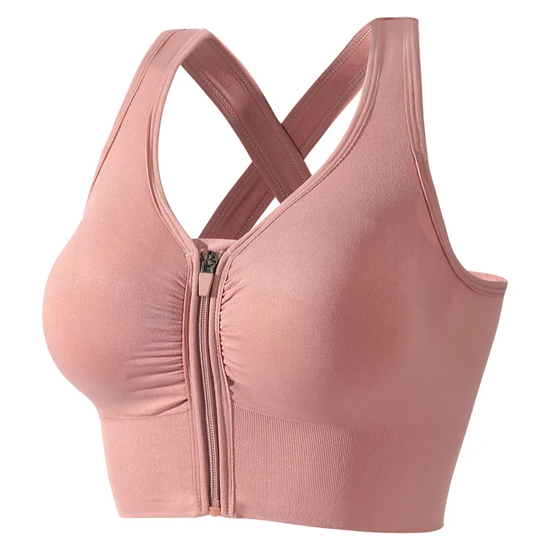 Sports underwear women beautiful back yoga vest zipper without steel ring fitness running shockproof quick-drying sports bra |