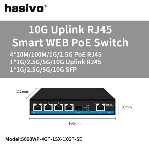 Управляемый в сети 4 порта 2,5 дюйма Gps PoE или нет переключателя PoE + 1x10G SFP + 1x10Gps RJ45 Uplink