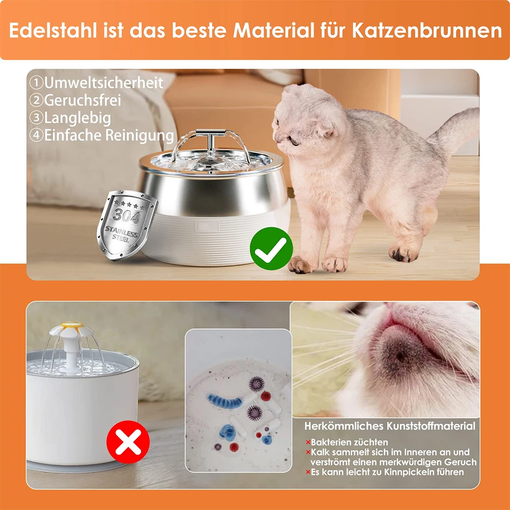 3л питьевой фонтанчик для кошек автоматическая чаша из нержавеющей стали