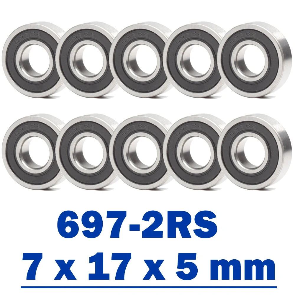 

697RS Bearing ( 10 PCS ) 7*17*5 mm ABEC-7 Hobby Electric RC Car Truck 697 RS 2RS Ball Bearings 697-2RS Black Sealed