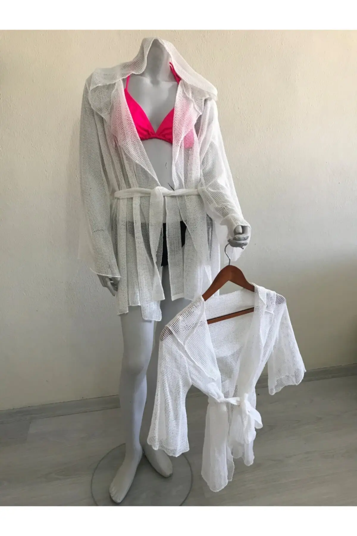 

Women's Pareo White Mother Daughter Swimwear Cover Dress Sexy Tunic Suit Beachwear Female Beach Bikini Cover