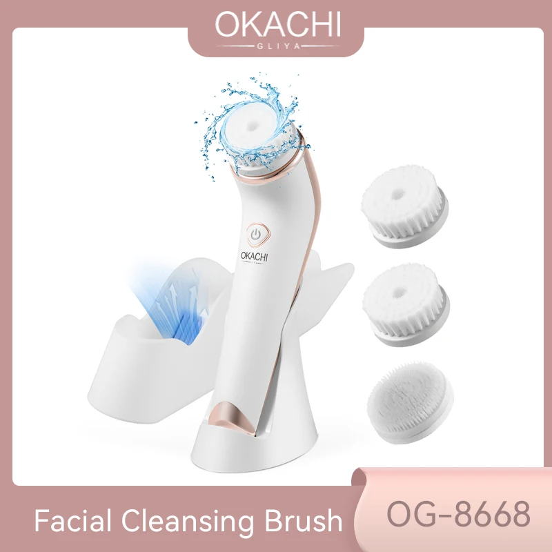 

OKACHI GLIYA Facial Cleansing Brush Rechargeable Face Wash Brush, Waterproof Face Brush with Deep Clean & Professional Air Dryer