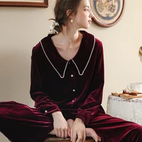 roseheart winter black red women sleep pajama sets sleepwear suits nightwear pleuche plus size 2 piece nightgown keep warm