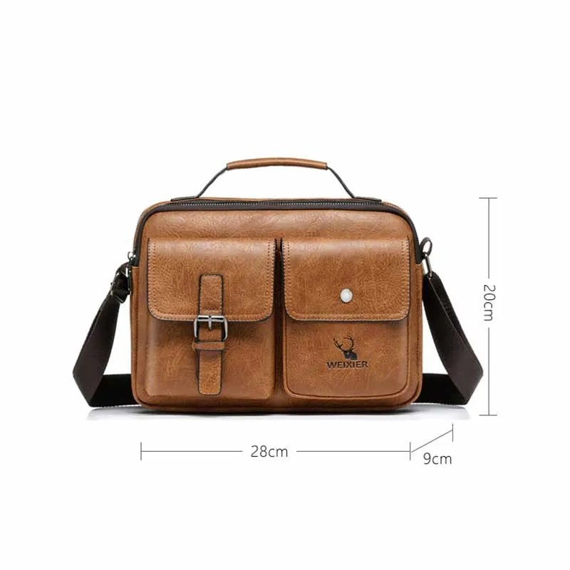 Retro Vintage Men Messenger Bag New Tote Bag PU Leather Satchel Shoulder Bag Male Crossbody Bags Designer Large Capacity Handbag
