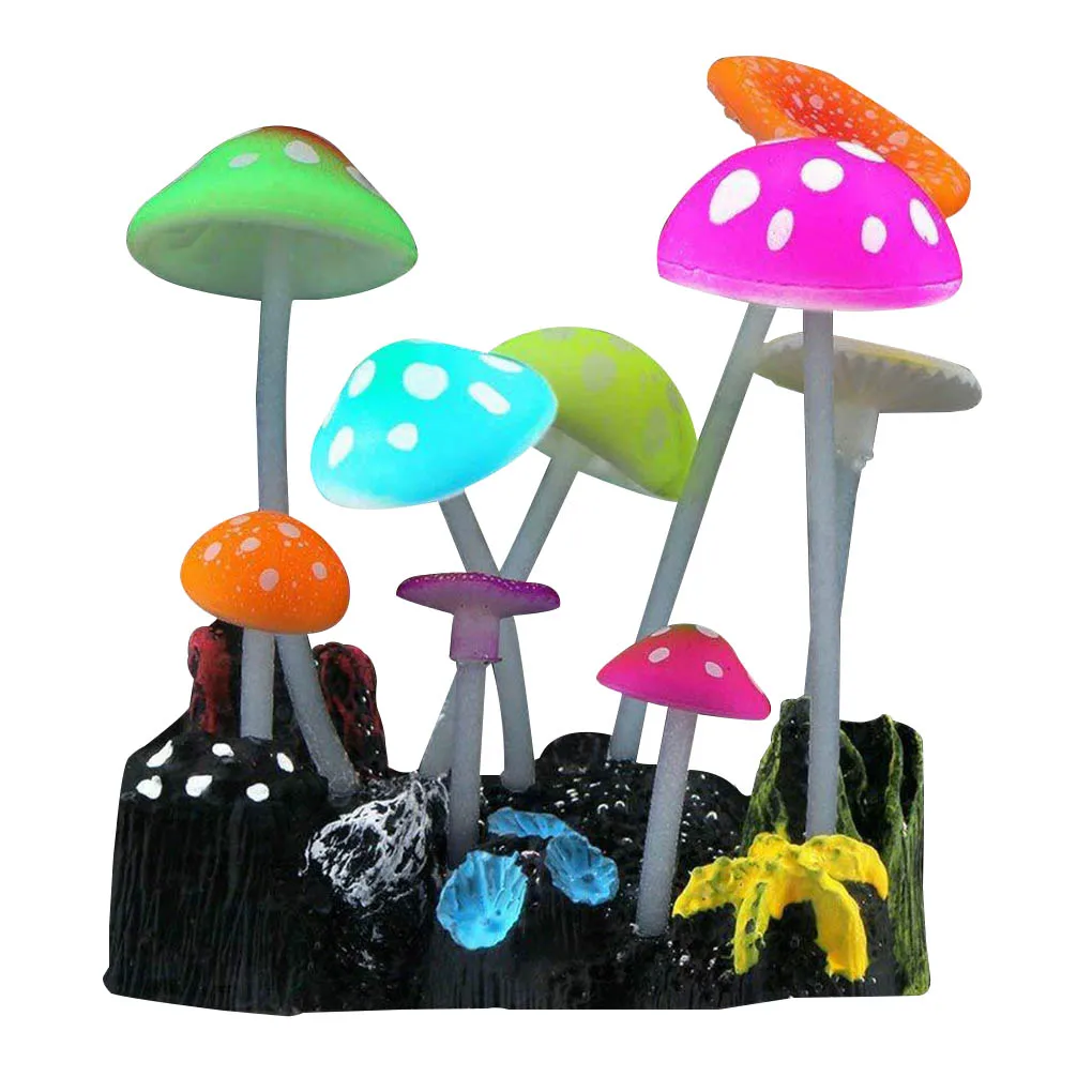 

Luminous Artificial Mushroom Glowing Water Grass Simulation Plants Ornament for Aquarium Fish Tank Decoration